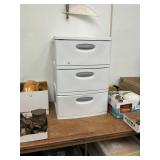 3-drawer storage w/ misc clothing, fabric and