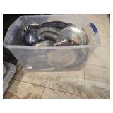 Tote of assorted stainless