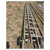 1 extension ladder and 1 section of ladder