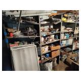 Contents of shelves along wall