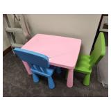 Kids plastic play table and chairs
