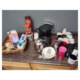Coffee maker, kettle, cups and other