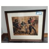 Football framed watercolor painting