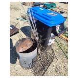 Charcoal caddy, chimney, cookers