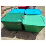 4 plastic totes