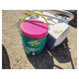 3 coolers and lawn chair