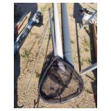 Fishing net, 2 rod tubes, 2 hooks