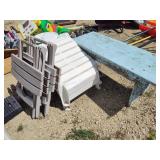 Bench, tables and footrests