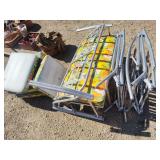 Aluminum bench and 2 chairs