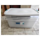 3 totes 2 with lids and file box
