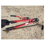 2 bolt cutters and crowbar