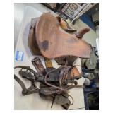 Vintage saddle and other items