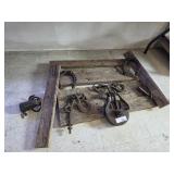 Vintage iron on wooden board
