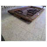 Vintage iron on wooden board