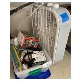 2 Items - Fan & Box of Electrical Cords