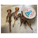 Native Style Drum & War Clubs