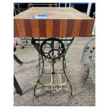 Butcher Block on Sewing Stand Base