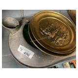 2 Items - Brass Trays & Bedpan