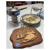 3 Items - Fondue, Plaque & Serving Dish