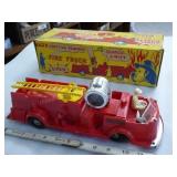 Plastic Marx friction Fire Truck w/ box - 1950s