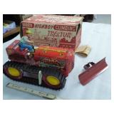 Tin Marx Highboy Climbing tractor w/ plow & driver