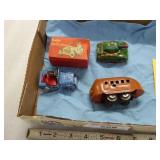 3 tin toys: wind-up Army Jeep - Baby Halloo w/box