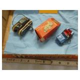 2 tin wind-up toys: Army Jeep - Baby Halloo w/box