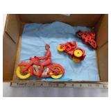 3 rubber Auburn motorcycles: 6" Police ; 4" Poli