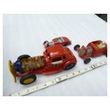 3 Hot Rods: die cast Tootsietoy ; Saunders - plast