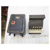 2 metal banks: Frontier safe ; Tom Thumb cash regi