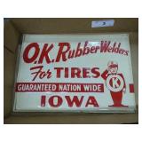 Vintage metal O.K. Rubber Welder sign - approx. 10