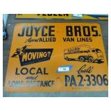 Vintage Allied Van metal sign - approx. 18" x 24"