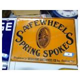 Vintage Safe Wheel metal sign - approx. 17" x 23"