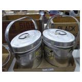 2 vintage aluminum containers