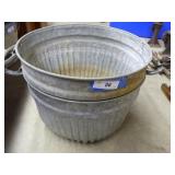 2 galvanized bushel baskets