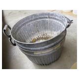 2 galvanized bushel baskets