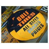 4 vintage metal Gulf Tire signs -approx. 16"