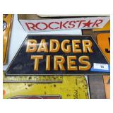 Vintage Badger Tire metal sign - approx. 8" x 19"