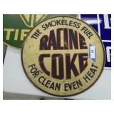 Vintage Racine Coke metal sign - approx. 18"