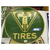 Vintage G & J Tire metal sign - approx. 22"