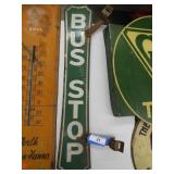 Vintage Bus Stop porcelain sign - approx. 6" x 30