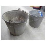 2 vintage metal pails