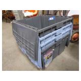 4 covered plastic totes