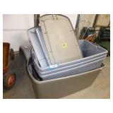 4 large plastic totes w/ lids