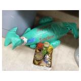 Oil/grease containers & inflatable Sinclair sign