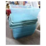 9 plastic totes w/ 6 lids