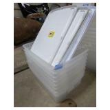 8 plastic totes w/ 6 lids