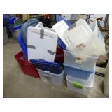 3 stacks misc. totes & some lids