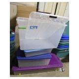 4 plastic totes w/ lids