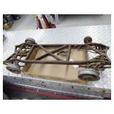 Vintage metal car frame item w/ wood wheels - appr
